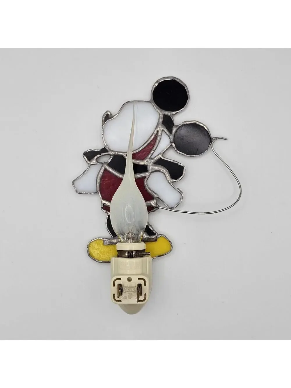Handmade Mickey Mouse Night Light Stained Glass Style Plug In Vintage Lamp